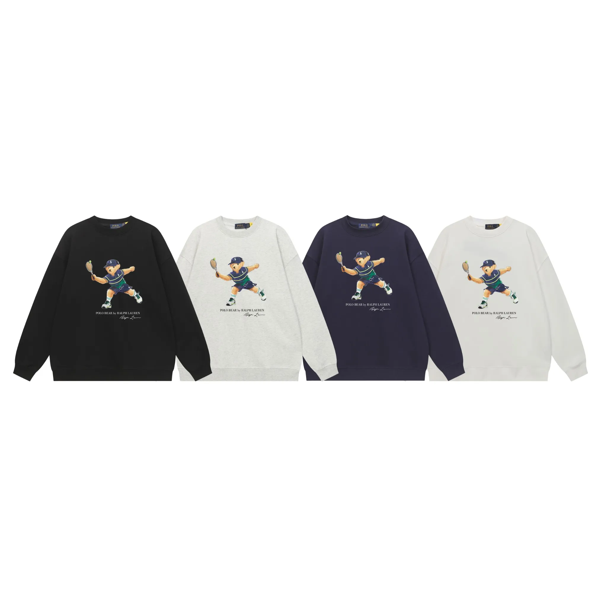 P200 Long-term stock] RalphLauren/Ralph Lauren 2025 autumn and winter new bear letter print 420g heavy large terry sweatshirt Ralph Lauren's age-reducing item, the coat fabric is made of 85% cotton ➕15% polyester, which not only retains the softness, comfort and breathability of cotton, but also adds the wear resistance and wrinkle resistance of polyester fiber, making the clothes more durable and easy to care for. Even in slightly cooler weather, you won't feel stuffy when wearing it. This kind of fabric has a natural crisp feel and is not easy to pill or deform. The bear on the chest is printed with English letters. It is full of color, full of three-dimensionality, and lifelike, adding a bit of liveliness and interest to the whole sweatshirt. There is no pressure to dress, regardless of age or gender. Complete accessories! Color: black, white, navy blue, light floral gray Size: M-L-XL-XXL